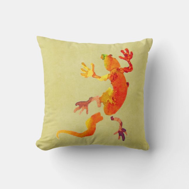 Gecko lizard wildlife eco reptile throw pillow (Front)