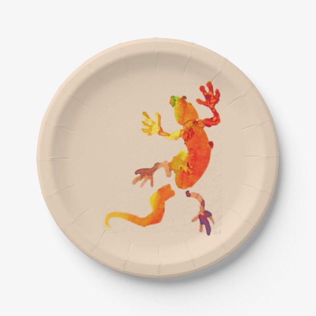 Gecko lizard wildlife nature birthday party paper plates (Front)