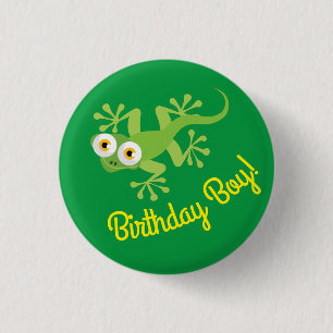Gecko Lizards Birthday Boy Party Cute Kids Button