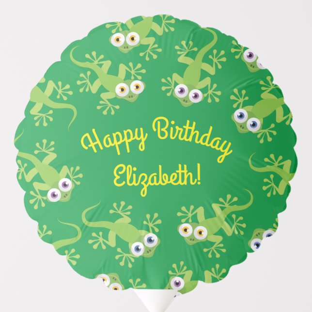Gecko Lizards Birthday Party Cute Kids Balloon (Front)
