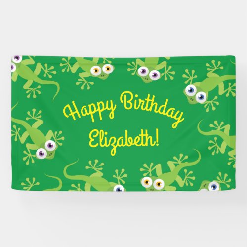Gecko Lizards Birthday Party Cute Kids Banner