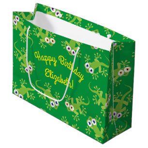 Gecko Lizards Birthday Party Cute Kids Large Gift Bag