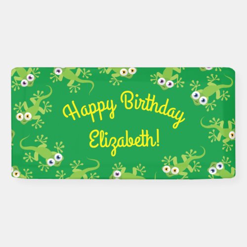 Gecko Lizards Birthday Party Cute Kids Small Banner