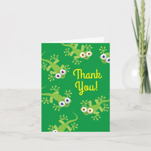 Gecko Lizards Birthday Party Thank You Cute Kids Card