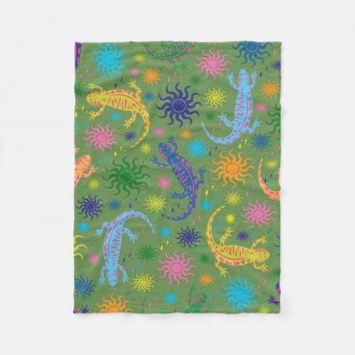 Gecko Lizards Multi_Colored All Over Print Fleece Blanket