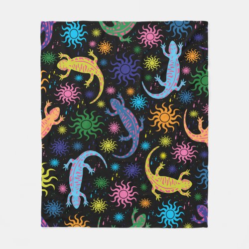 Gecko Lizards Multi_Colored All Over Print Fleece Blanket