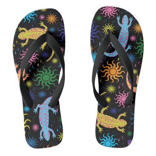 Gecko Lizards Multi_Colored All Over Print Flip Flops