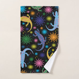 Gecko Lizards Multi-Colored All Over Print Hand Towel