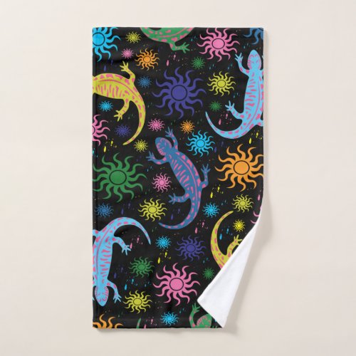 Gecko Lizards Multi_Colored All Over Print Hand Towel