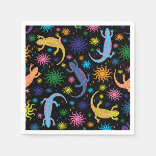 Gecko Lizards Multi-Colored All Over Print Napkins