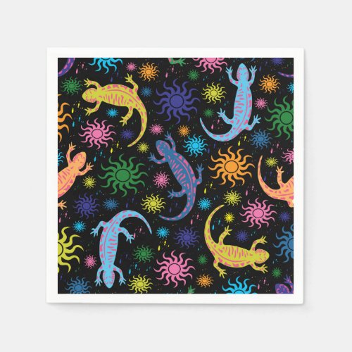 Gecko Lizards Multi_Colored All Over Print Napkins