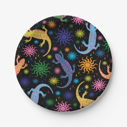 Gecko Lizards Multi_Colored All Over Print Paper Plates