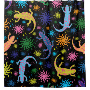 Gecko Lizards Multi-Colored All Over Print Shower Curtain