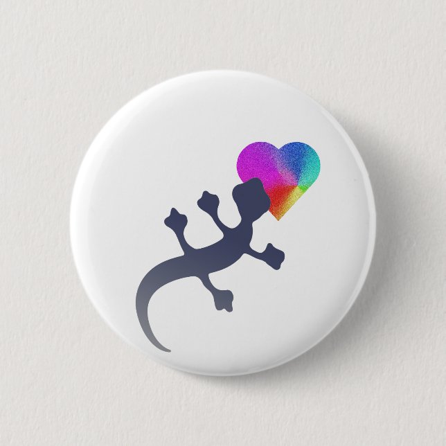 Gecko Love Pinback Button (Front)