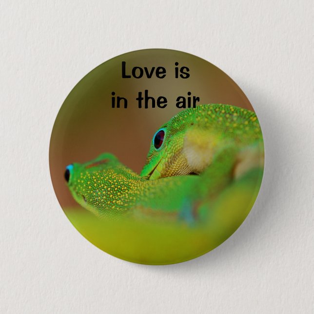 Gecko Love Pinback Button (Front)