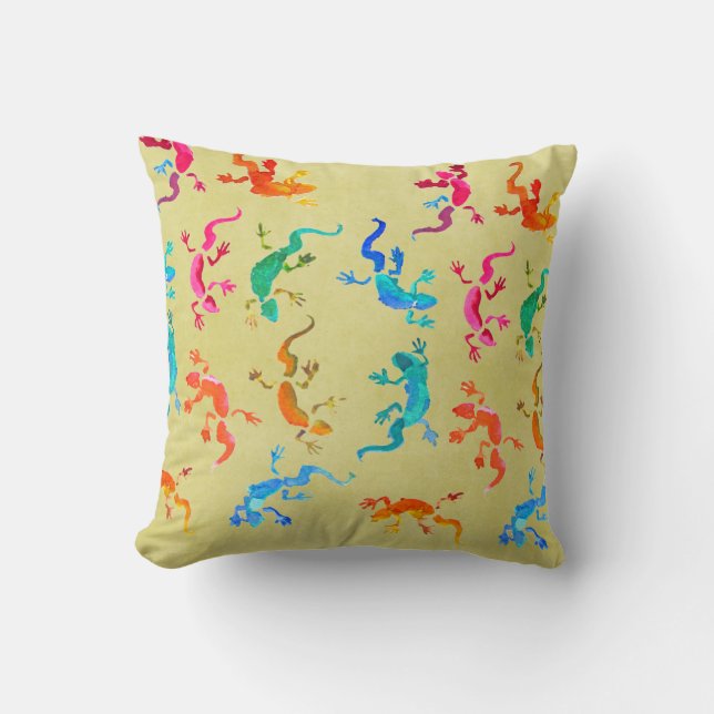 Gecko reptile eco nature throw pillow (Front)