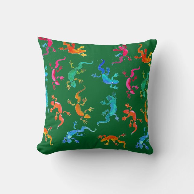 Gecko reptile eco nature throw pillow (Front)