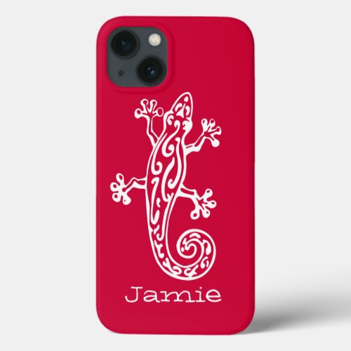 Gecko reptile white  red name iPhone 13 case