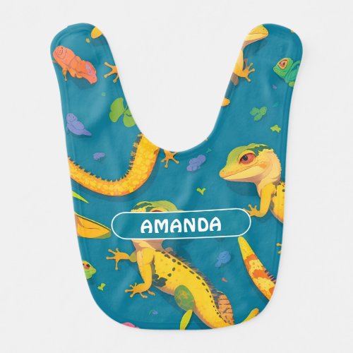 Gecko Retro Colorful Personalized Pattern Baby Bib