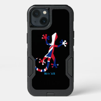 Gecko Silhouette as Flag of Hawaii iPhone 13 Case