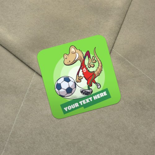 Gecko Soccer Player Character Add Your Text Design Square Sticker