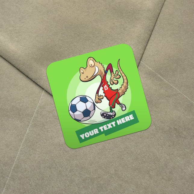 Gecko Soccer Player Character Add Your Text Design Square Sticker (Creator Uploaded)
