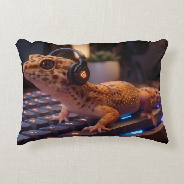 GeckoDev // Cyberpunk Programmer Lumbar Pillow  (Front)