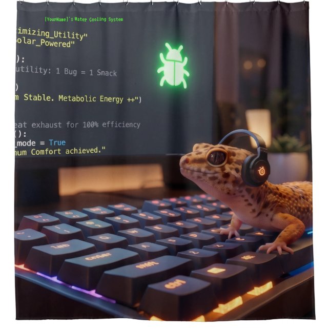 GeckoDev Personalized Cyberpunk Programmer Shower  Curtain (Front)