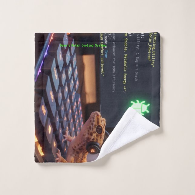 GeckoDev // Personalized Cyberpunk Programmer Towe Bath Towel Set (Wash Cloth)
