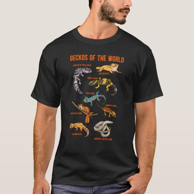 Geckos Animals of the World Crested Leopard Gecko  T-Shirt (Front)