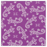 Geckos reptile patterned custom purple fabric