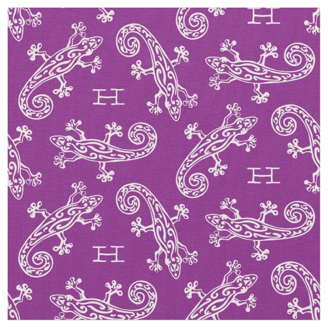 Geckos reptile patterned custom purple fabric (Close Up)