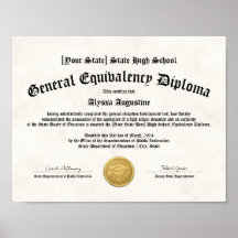 GED General High School Equivalency Diploma Copy