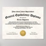 Ged General High School Equivalency Diploma Copy Poster at Zazzle