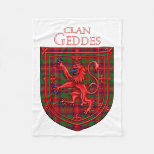 Geddes Tartan Scottish Plaid Lion Rampant Fleece Blanket