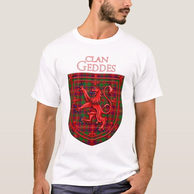 Geddes Tartan Scottish Plaid Lion Rampant T-Shirt (Front)