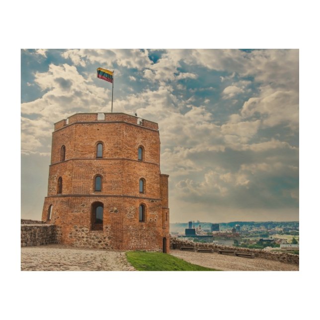 Gediminas tower in Vilnius, Lithuania Wood Wall Art (Front)