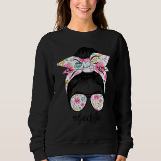 Gee Life Messy Hair Bun Floral Women Mother's Day Sweatshirt