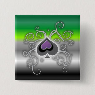 Geebot's aro flag ace spade logo - pride button