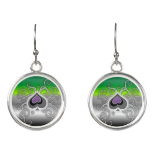 Geebot's spade aro aromantic gradient pride flag earrings