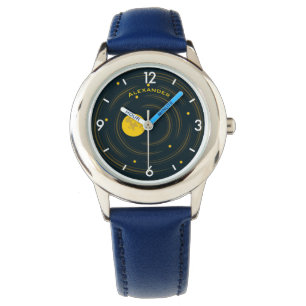 Geek Astronomy Abstract Stars Moon Kids Name Watch