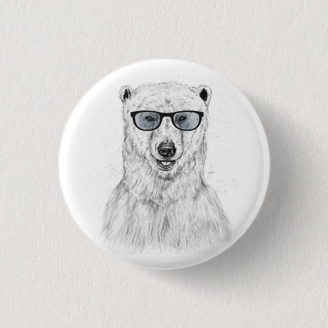 Geek bear (blue) pinback button (Front)