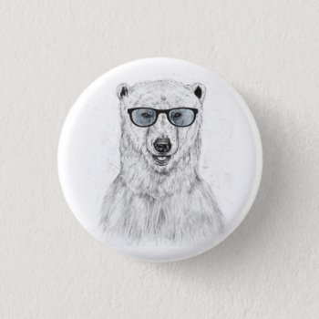 Geek Bear (blue) Pinback Button by bsolti at Zazzle