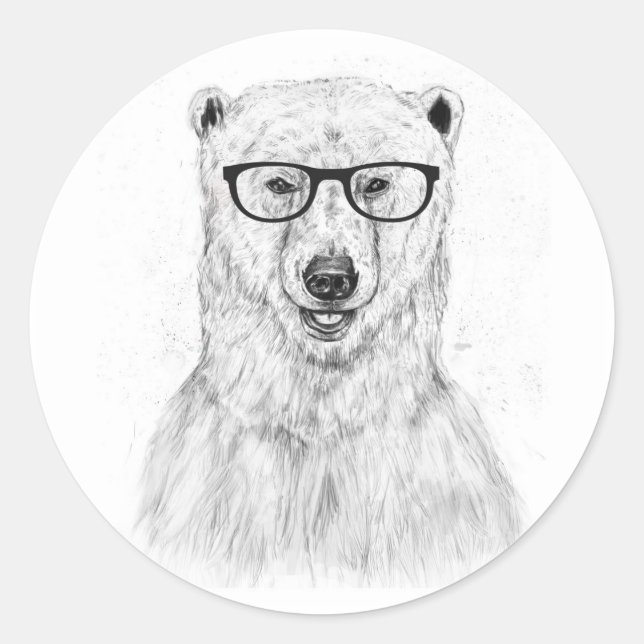 Geek bear classic round sticker (Front)