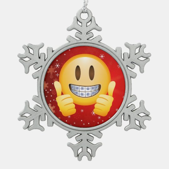 Geek Braces Christmas  Emoji  Face Gift Snowflake Pewter 