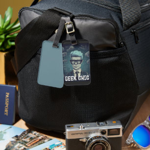 Geek Chic AI Generated- Funny Sarcastic Nerdy Geek Luggage Tag