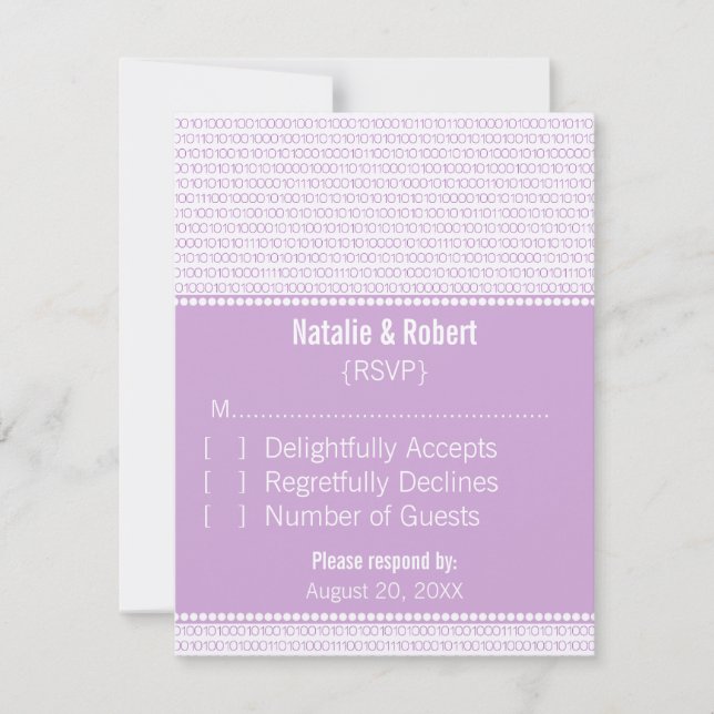 Geek Chic Binary Code Response Card, Purple (Front)