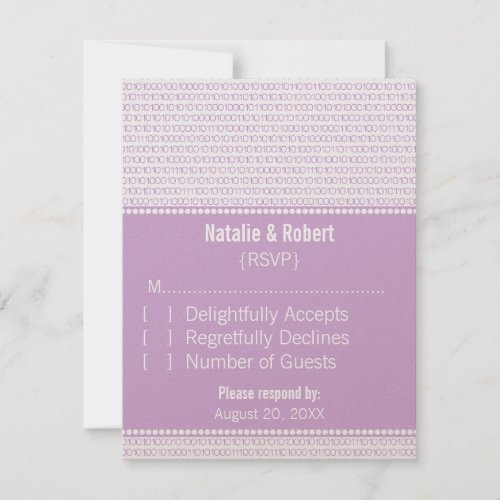 Geek Chic Binary Code Response Card, Purple Invite