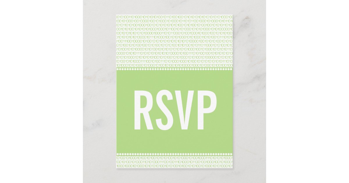 Geek Chic Binary Code RSVP Postcard, Green Invitation Postcard | Zazzle