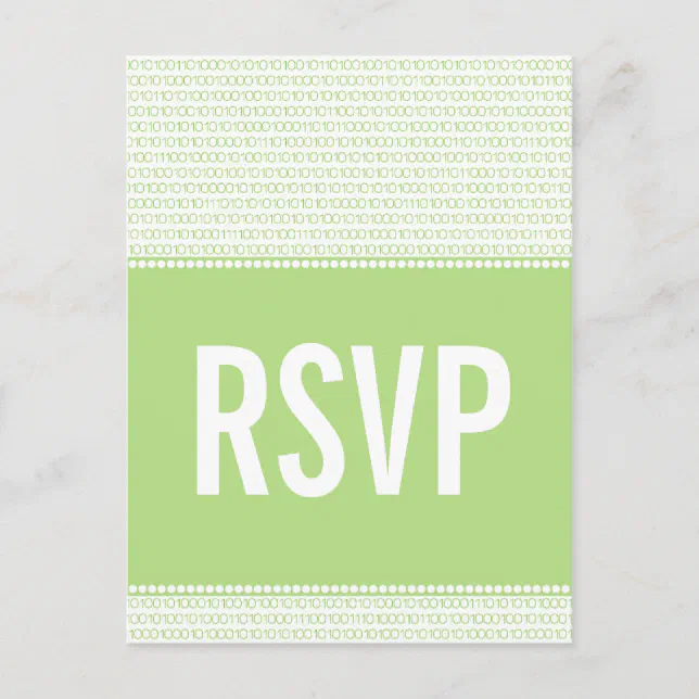 Geek Chic Binary Code RSVP Postcard, Green Invitation Postcard | Zazzle